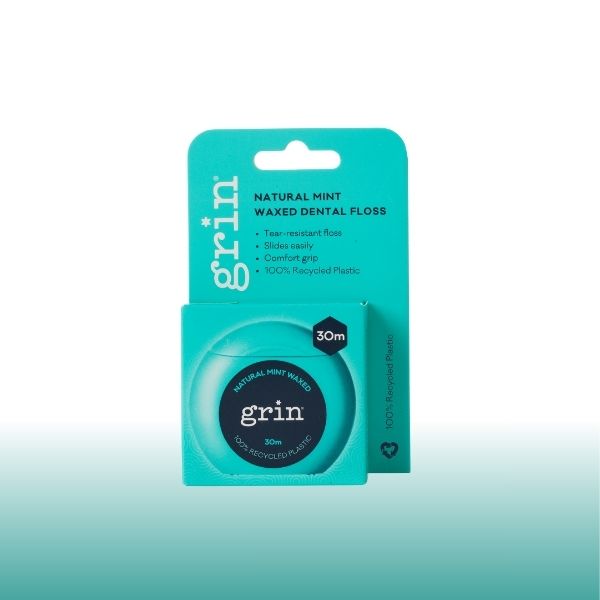 Grin Natural Mint Waxed Dental Floss 30m - Pouch Australia